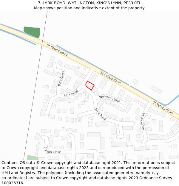 7, LARK ROAD, WATLINGTON, KING'S LYNN, PE33 0TL: Location map and indicative extent of plot