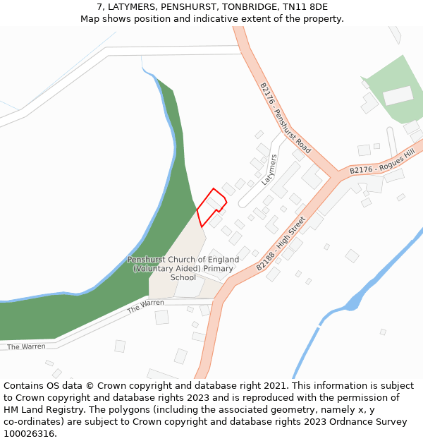 7, LATYMERS, PENSHURST, TONBRIDGE, TN11 8DE: Location map and indicative extent of plot