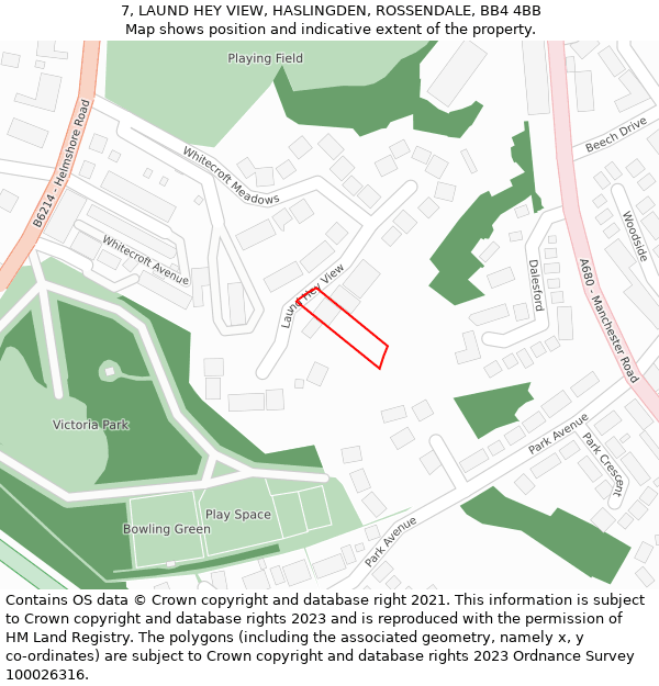 7, LAUND HEY VIEW, HASLINGDEN, ROSSENDALE, BB4 4BB: Location map and indicative extent of plot