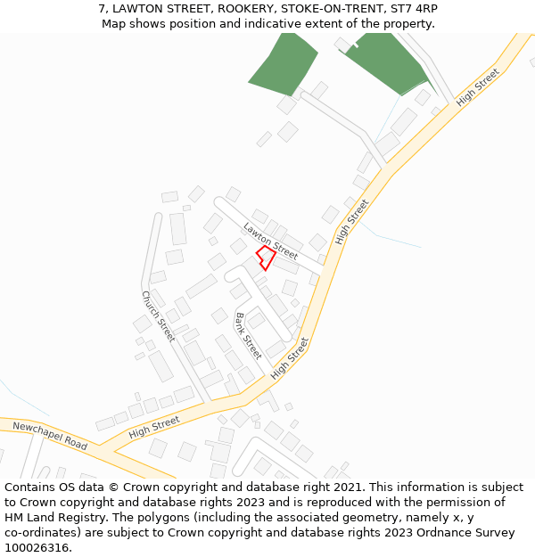 7, LAWTON STREET, ROOKERY, STOKE-ON-TRENT, ST7 4RP: Location map and indicative extent of plot