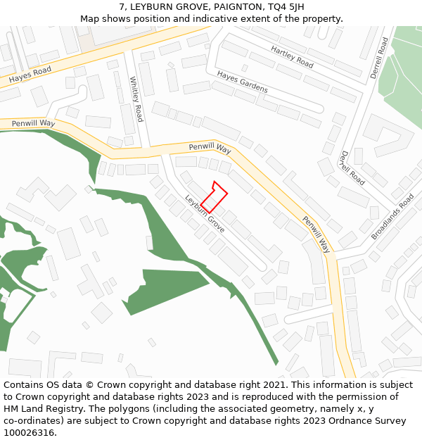 7, LEYBURN GROVE, PAIGNTON, TQ4 5JH: Location map and indicative extent of plot