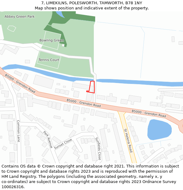 7, LIMEKILNS, POLESWORTH, TAMWORTH, B78 1NY: Location map and indicative extent of plot