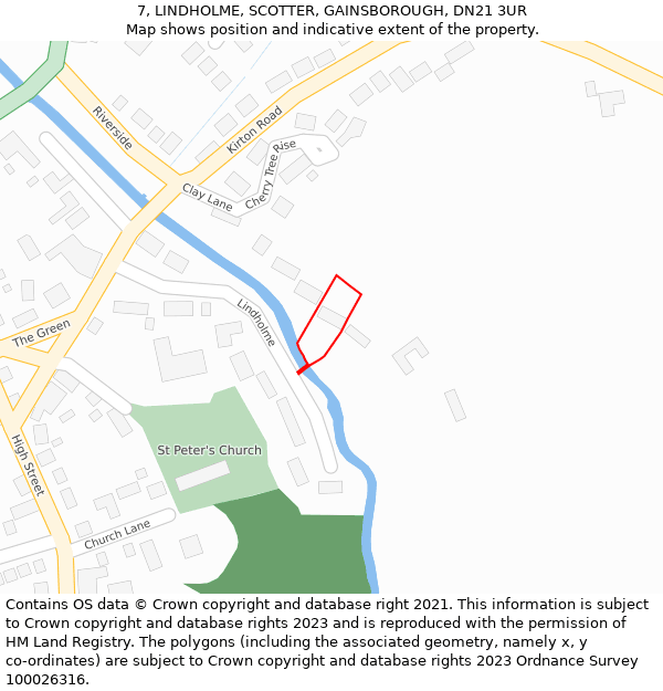 7, LINDHOLME, SCOTTER, GAINSBOROUGH, DN21 3UR: Location map and indicative extent of plot