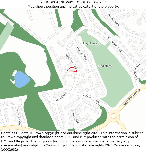 7, LINDISFARNE WAY, TORQUAY, TQ2 7BR: Location map and indicative extent of plot