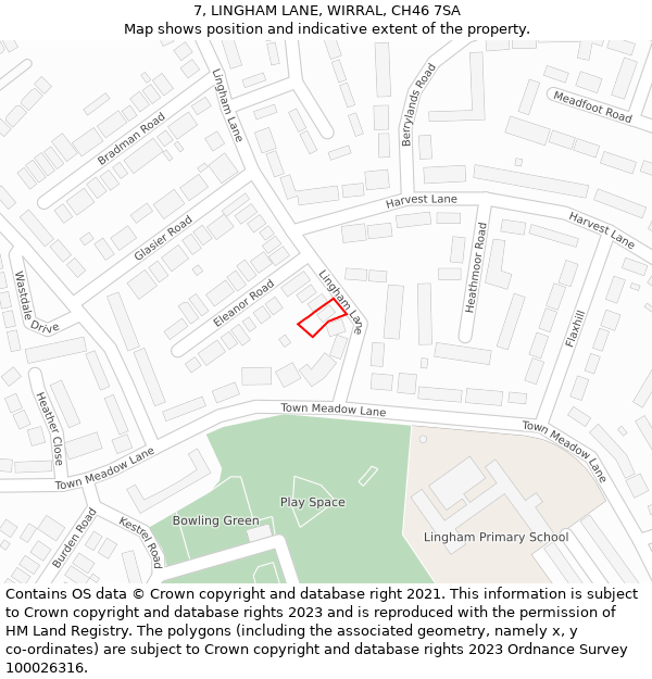 7, LINGHAM LANE, WIRRAL, CH46 7SA: Location map and indicative extent of plot