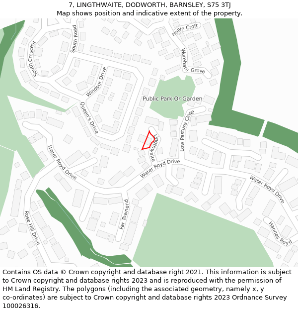 7, LINGTHWAITE, DODWORTH, BARNSLEY, S75 3TJ: Location map and indicative extent of plot