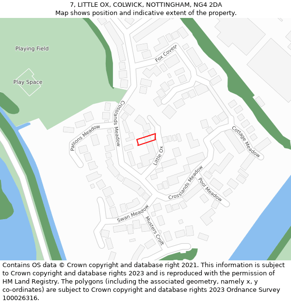 7, LITTLE OX, COLWICK, NOTTINGHAM, NG4 2DA: Location map and indicative extent of plot