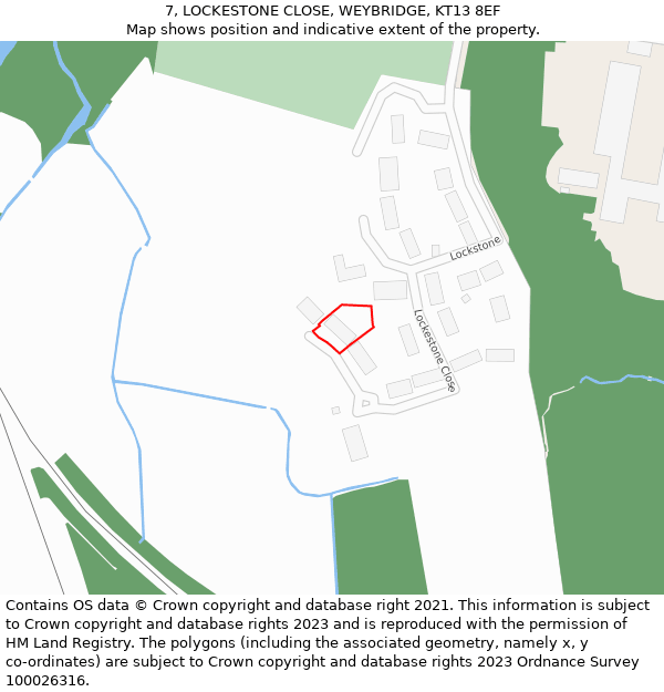 7, LOCKESTONE CLOSE, WEYBRIDGE, KT13 8EF: Location map and indicative extent of plot