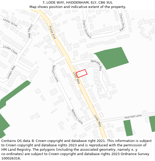 7, LODE WAY, HADDENHAM, ELY, CB6 3UL: Location map and indicative extent of plot