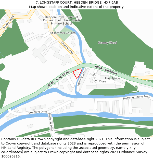 7, LONGSTAFF COURT, HEBDEN BRIDGE, HX7 6AB: Location map and indicative extent of plot