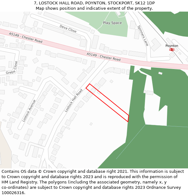 7, LOSTOCK HALL ROAD, POYNTON, STOCKPORT, SK12 1DP: Location map and indicative extent of plot