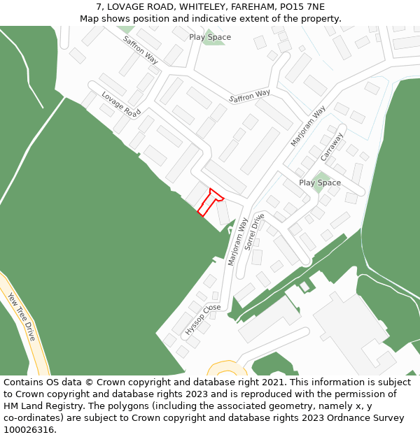 7, LOVAGE ROAD, WHITELEY, FAREHAM, PO15 7NE: Location map and indicative extent of plot