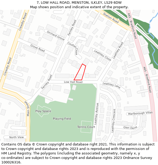 7, LOW HALL ROAD, MENSTON, ILKLEY, LS29 6DW: Location map and indicative extent of plot