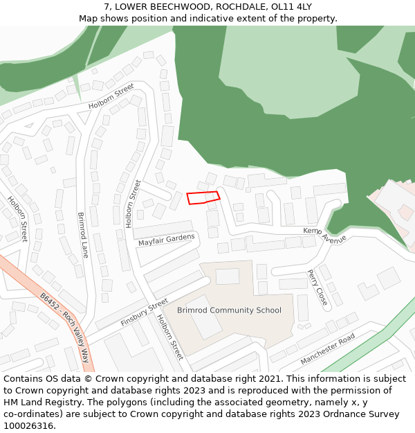 7, LOWER BEECHWOOD, ROCHDALE, OL11 4LY: Location map and indicative extent of plot