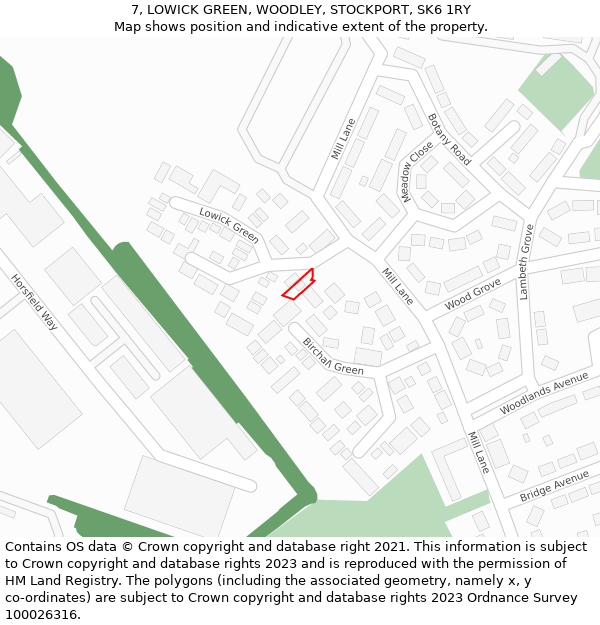 7, LOWICK GREEN, WOODLEY, STOCKPORT, SK6 1RY: Location map and indicative extent of plot