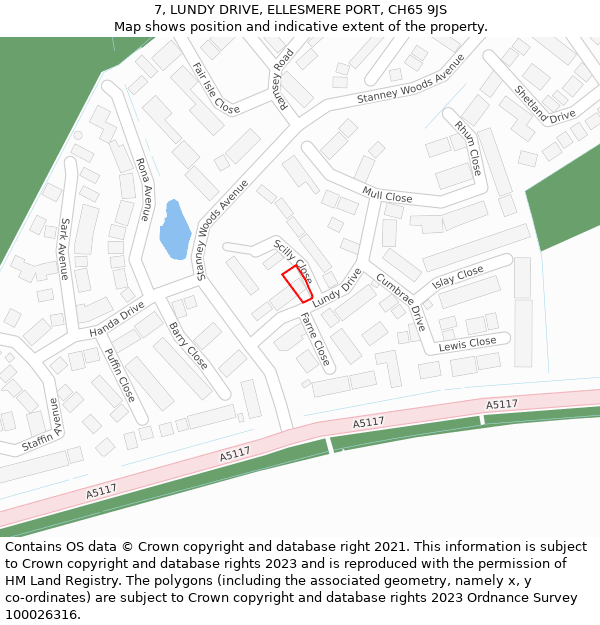 7, LUNDY DRIVE, ELLESMERE PORT, CH65 9JS: Location map and indicative extent of plot