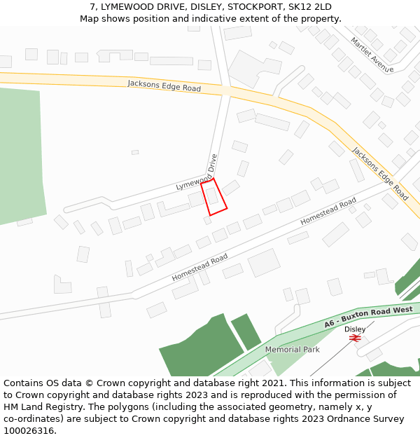 7, LYMEWOOD DRIVE, DISLEY, STOCKPORT, SK12 2LD: Location map and indicative extent of plot