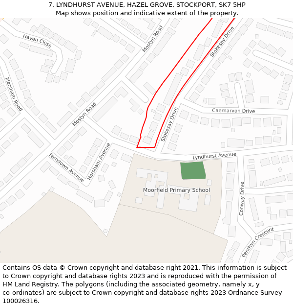 7, LYNDHURST AVENUE, HAZEL GROVE, STOCKPORT, SK7 5HP: Location map and indicative extent of plot
