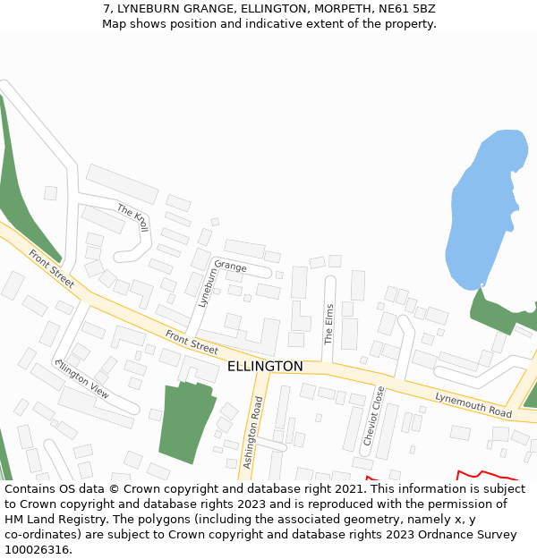7, LYNEBURN GRANGE, ELLINGTON, MORPETH, NE61 5BZ: Location map and indicative extent of plot