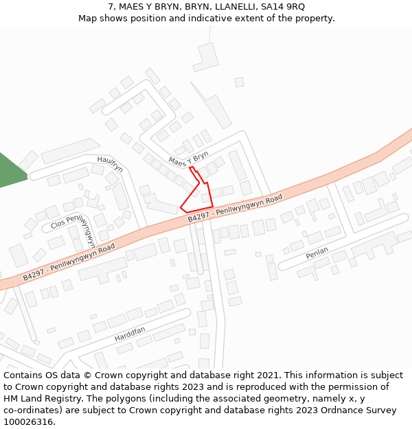 7, MAES Y BRYN, BRYN, LLANELLI, SA14 9RQ: Location map and indicative extent of plot