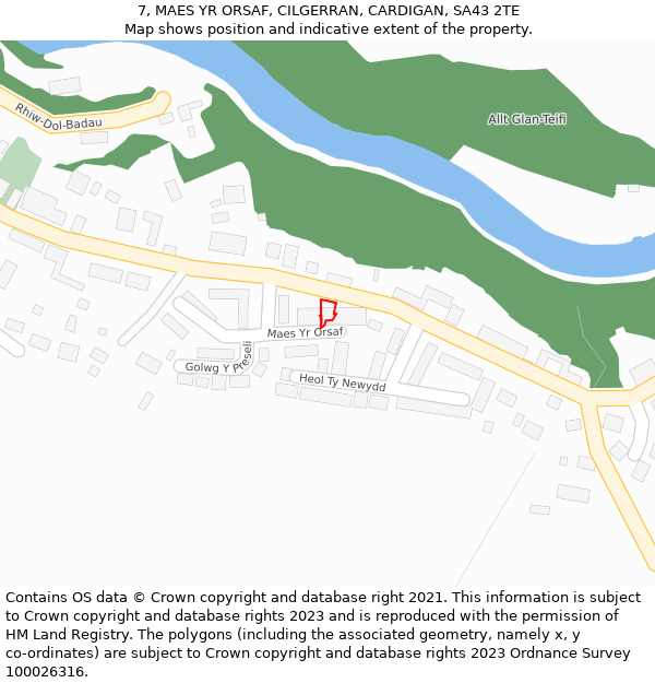 7, MAES YR ORSAF, CILGERRAN, CARDIGAN, SA43 2TE: Location map and indicative extent of plot