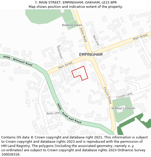 7, MAIN STREET, EMPINGHAM, OAKHAM, LE15 8PR: Location map and indicative extent of plot