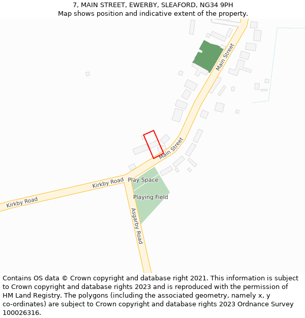 7, MAIN STREET, EWERBY, SLEAFORD, NG34 9PH: Location map and indicative extent of plot