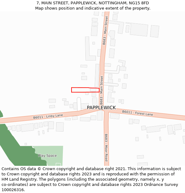 7, MAIN STREET, PAPPLEWICK, NOTTINGHAM, NG15 8FD: Location map and indicative extent of plot