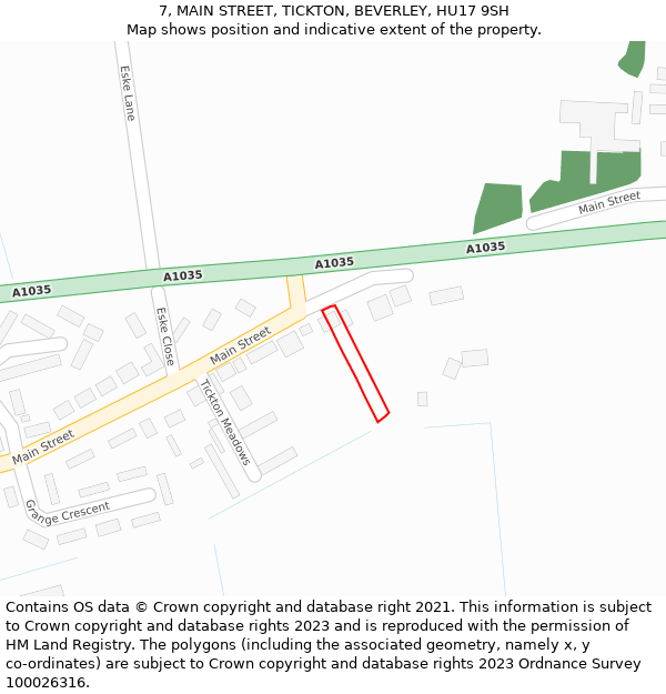 7, MAIN STREET, TICKTON, BEVERLEY, HU17 9SH: Location map and indicative extent of plot