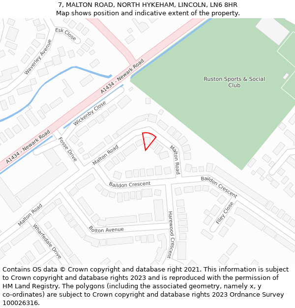 7, MALTON ROAD, NORTH HYKEHAM, LINCOLN, LN6 8HR: Location map and indicative extent of plot