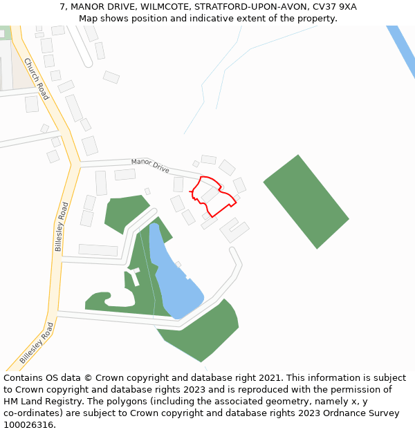 7, MANOR DRIVE, WILMCOTE, STRATFORD-UPON-AVON, CV37 9XA: Location map and indicative extent of plot