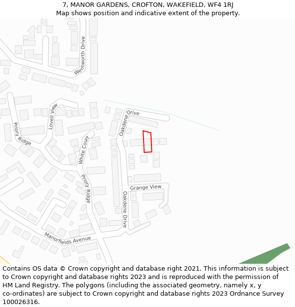 7, MANOR GARDENS, CROFTON, WAKEFIELD, WF4 1RJ: Location map and indicative extent of plot