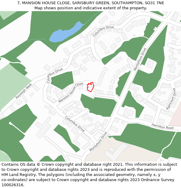 7, MANSION HOUSE CLOSE, SARISBURY GREEN, SOUTHAMPTON, SO31 7NE: Location map and indicative extent of plot