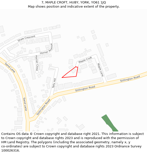 7, MAPLE CROFT, HUBY, YORK, YO61 1JQ: Location map and indicative extent of plot