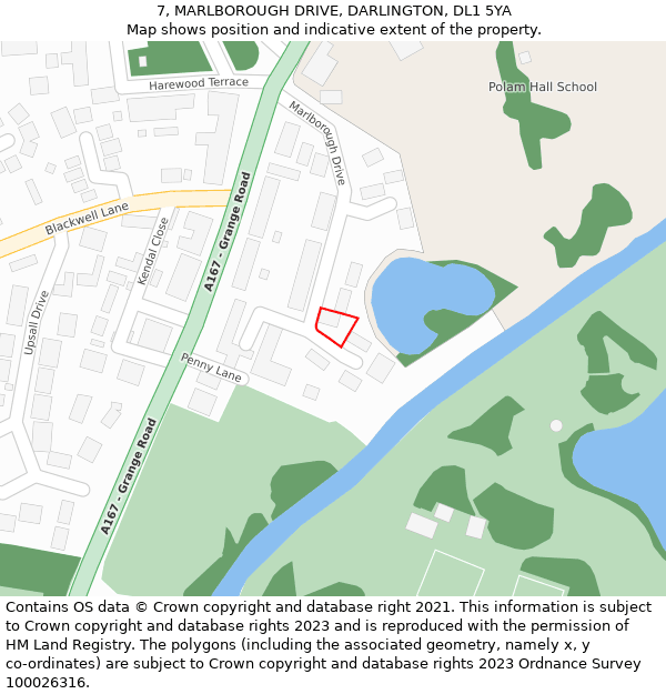 7, MARLBOROUGH DRIVE, DARLINGTON, DL1 5YA: Location map and indicative extent of plot