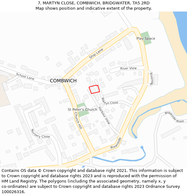 7, MARTYN CLOSE, COMBWICH, BRIDGWATER, TA5 2RD: Location map and indicative extent of plot