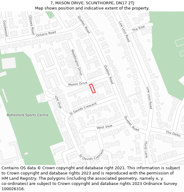 7, MASON DRIVE, SCUNTHORPE, DN17 2TJ: Location map and indicative extent of plot