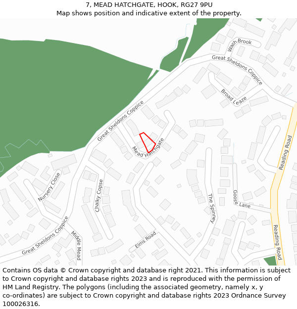 7, MEAD HATCHGATE, HOOK, RG27 9PU: Location map and indicative extent of plot