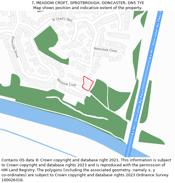 7, MEADOW CROFT, SPROTBROUGH, DONCASTER, DN5 7YE: Location map and indicative extent of plot