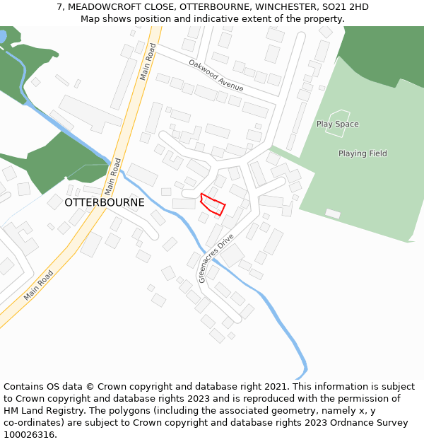 7, MEADOWCROFT CLOSE, OTTERBOURNE, WINCHESTER, SO21 2HD: Location map and indicative extent of plot