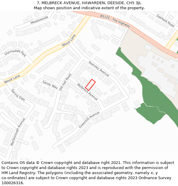 7, MELBRECK AVENUE, HAWARDEN, DEESIDE, CH5 3JL: Location map and indicative extent of plot