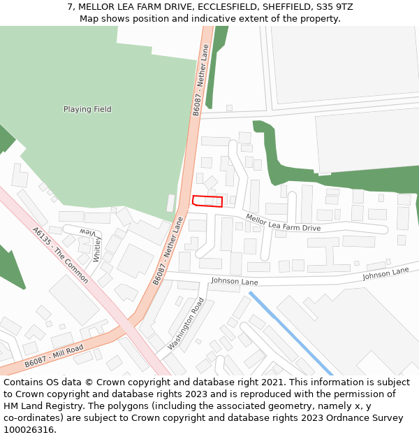 7, MELLOR LEA FARM DRIVE, ECCLESFIELD, SHEFFIELD, S35 9TZ: Location map and indicative extent of plot