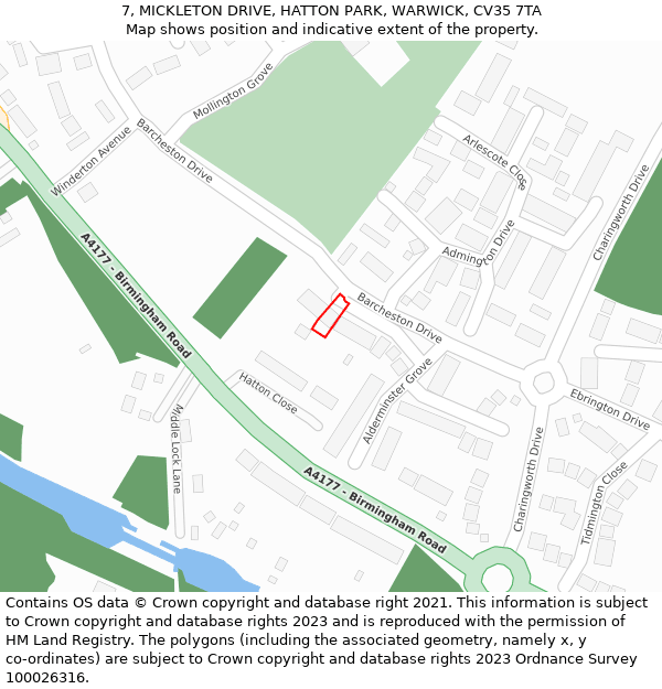 7, MICKLETON DRIVE, HATTON PARK, WARWICK, CV35 7TA: Location map and indicative extent of plot
