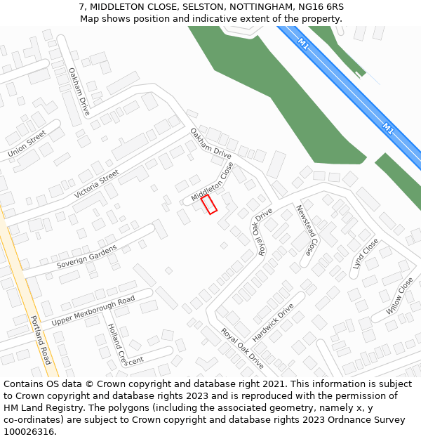 7, MIDDLETON CLOSE, SELSTON, NOTTINGHAM, NG16 6RS: Location map and indicative extent of plot