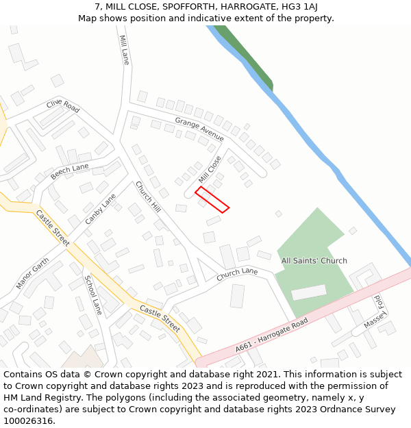 7, MILL CLOSE, SPOFFORTH, HARROGATE, HG3 1AJ: Location map and indicative extent of plot