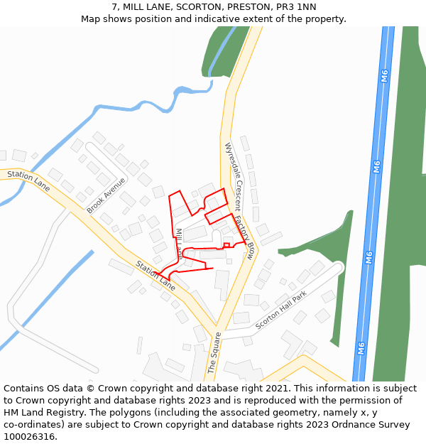 7, MILL LANE, SCORTON, PRESTON, PR3 1NN: Location map and indicative extent of plot