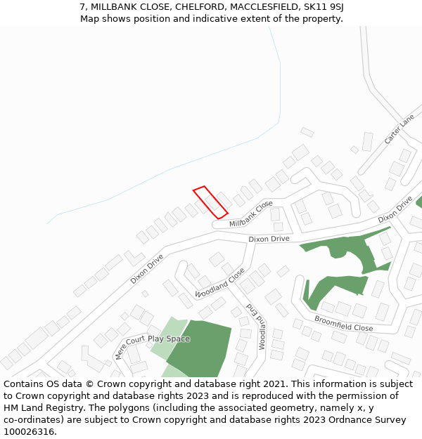 7, MILLBANK CLOSE, CHELFORD, MACCLESFIELD, SK11 9SJ: Location map and indicative extent of plot