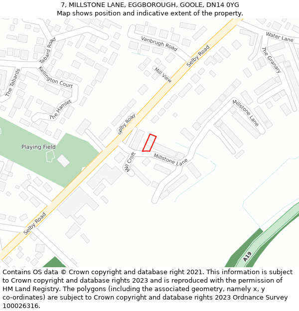 7, MILLSTONE LANE, EGGBOROUGH, GOOLE, DN14 0YG: Location map and indicative extent of plot