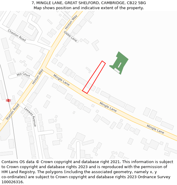 7, MINGLE LANE, GREAT SHELFORD, CAMBRIDGE, CB22 5BG: Location map and indicative extent of plot