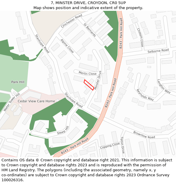 7, MINSTER DRIVE, CROYDON, CR0 5UP: Location map and indicative extent of plot